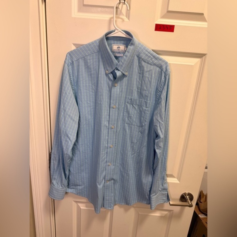 Mens Southern Tide Long Sleeve Button Down Performance Dress Shirt